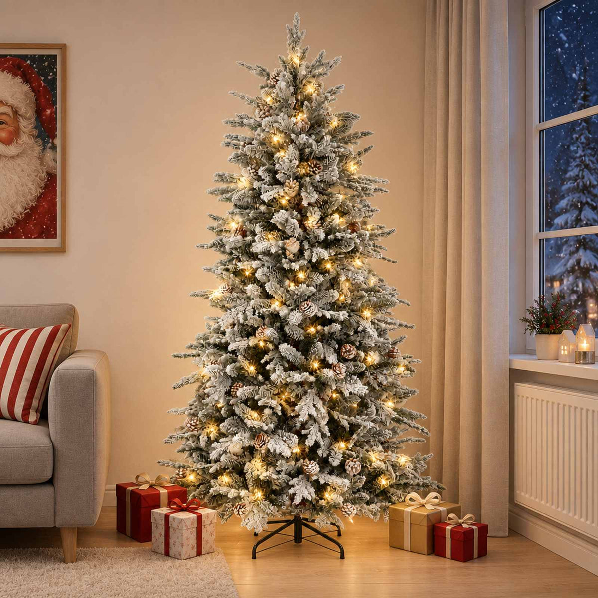 Kunstmatige Inklapbare Kerstboom 180 cm 300 LED's Warmwit is nu te koop bij PeponiXL, paradijselijk wonen!