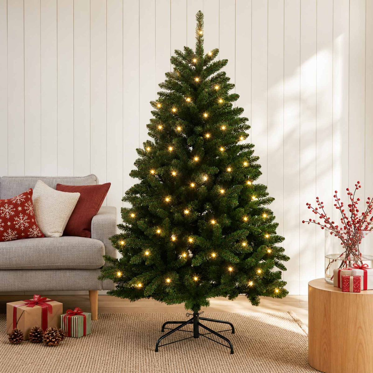 vidaXL Kunstmatige Inklapbare Kerstboom 120 cm 150 LED's Warmwit