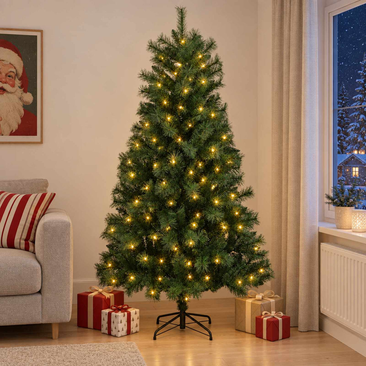 Kunstmatige Inklapbare Kerstboom 120 cm 150 LED's Warmwit is nu te koop bij PeponiXL, paradijselijk wonen!