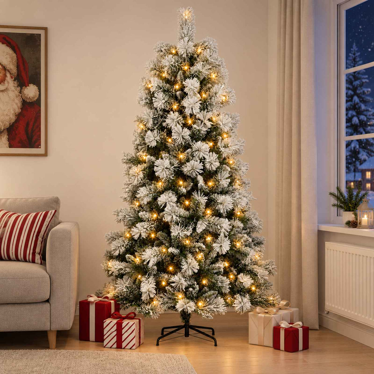 Kunstmatige Inklapbare Kerstboom 240 cm 300 LED's Warmwit is nu te koop bij PeponiXL, paradijselijk wonen!