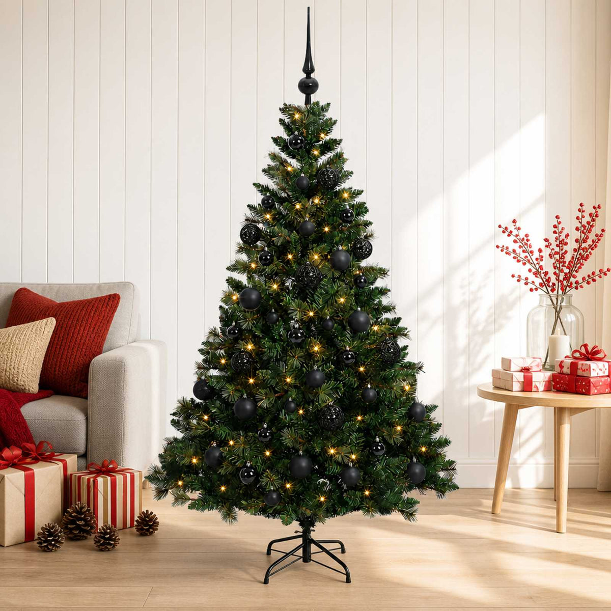 Kunstkerstboom met kerstbal 120 cm 150 LED's Warmwit is nu te koop bij PeponiXL, paradijselijk wonen!