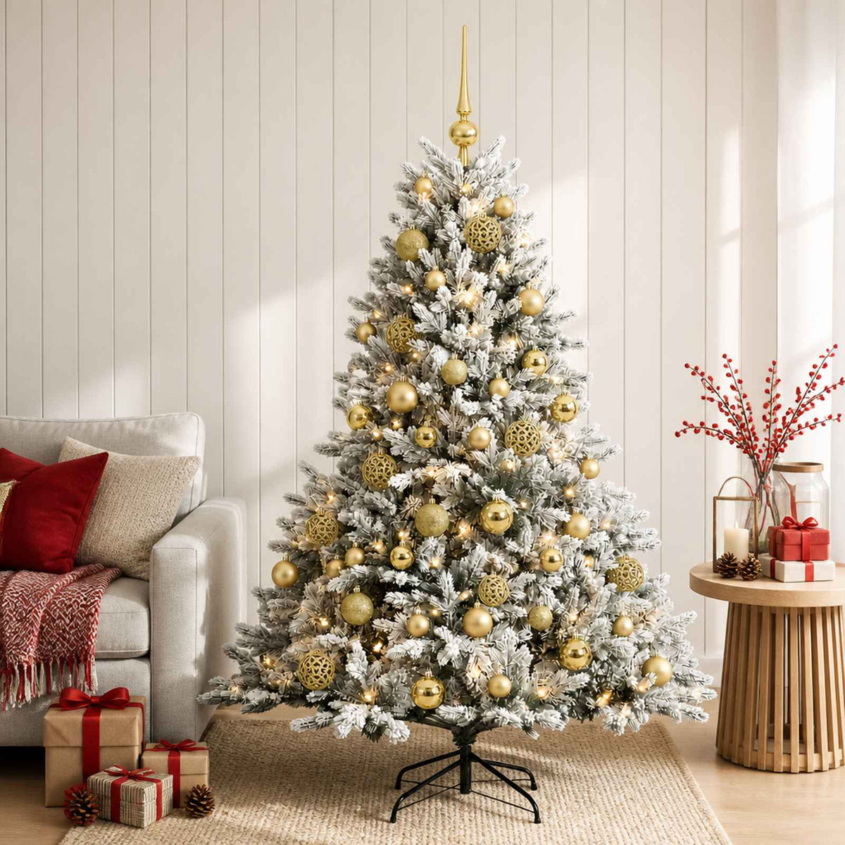 Kunstkerstboom met kerstbal 120 cm 150 LED's Warmwit is nu te koop bij PeponiXL, paradijselijk wonen!