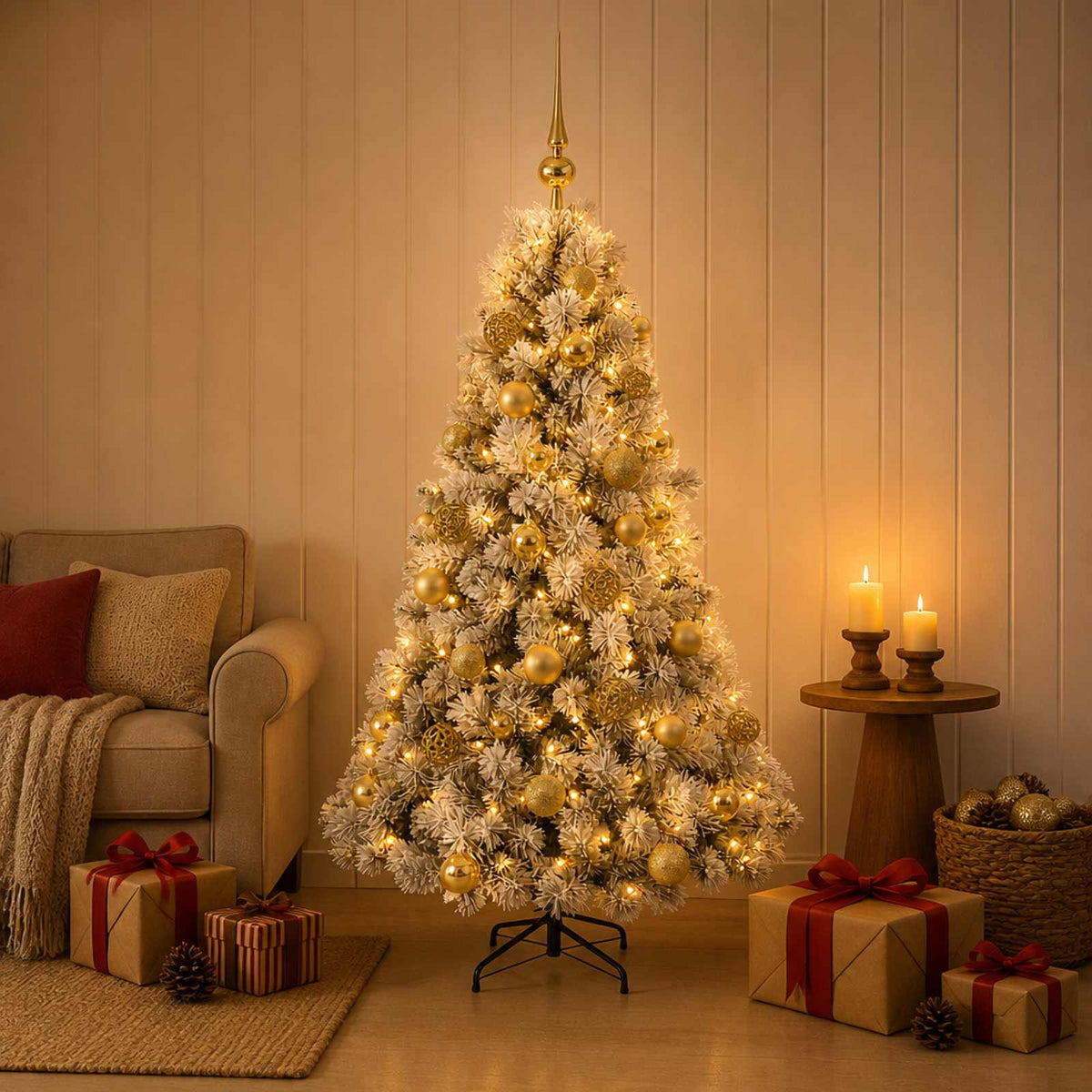 Kunstkerstboom met kerstbal 120 cm 150 LED's Warmwit is nu te koop bij PeponiXL, paradijselijk wonen!