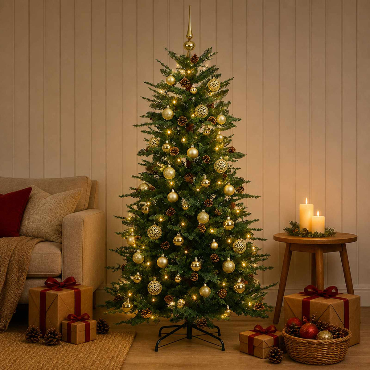 Kunstmatige Inklapbare Kerstboom 150 cm 150 LED's Warmwit is nu te koop bij PeponiXL, paradijselijk wonen!