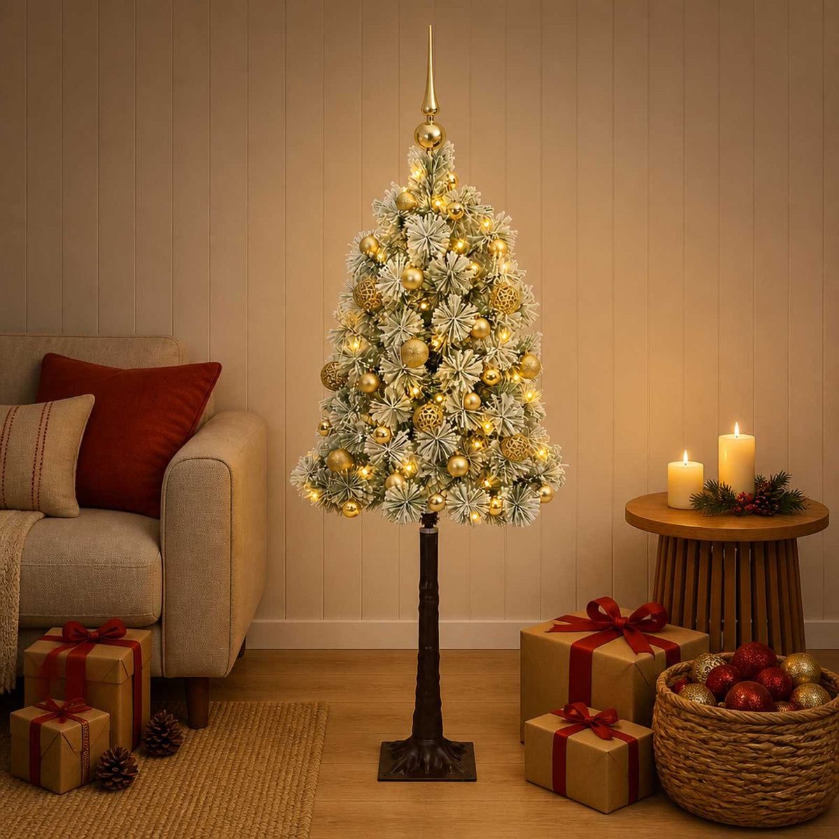 Kunstkerstboom met scharnierende takken en kerstballen 120 cm is nu te koop bij PeponiXL, paradijselijk wonen!