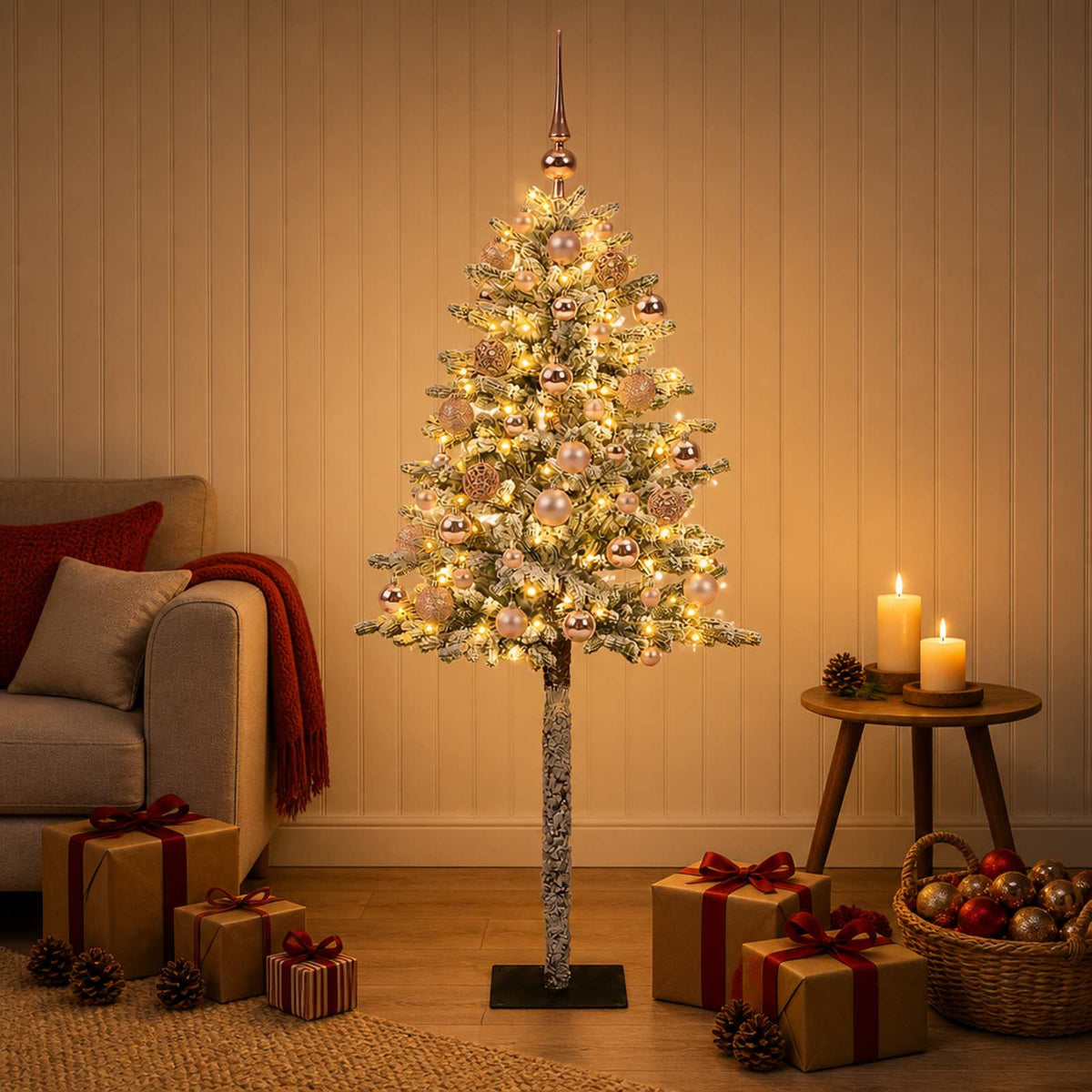 Kunstkerstboom met Ballen 150 cm 150 LED's Warmwit is nu te koop bij PeponiXL, paradijselijk wonen!