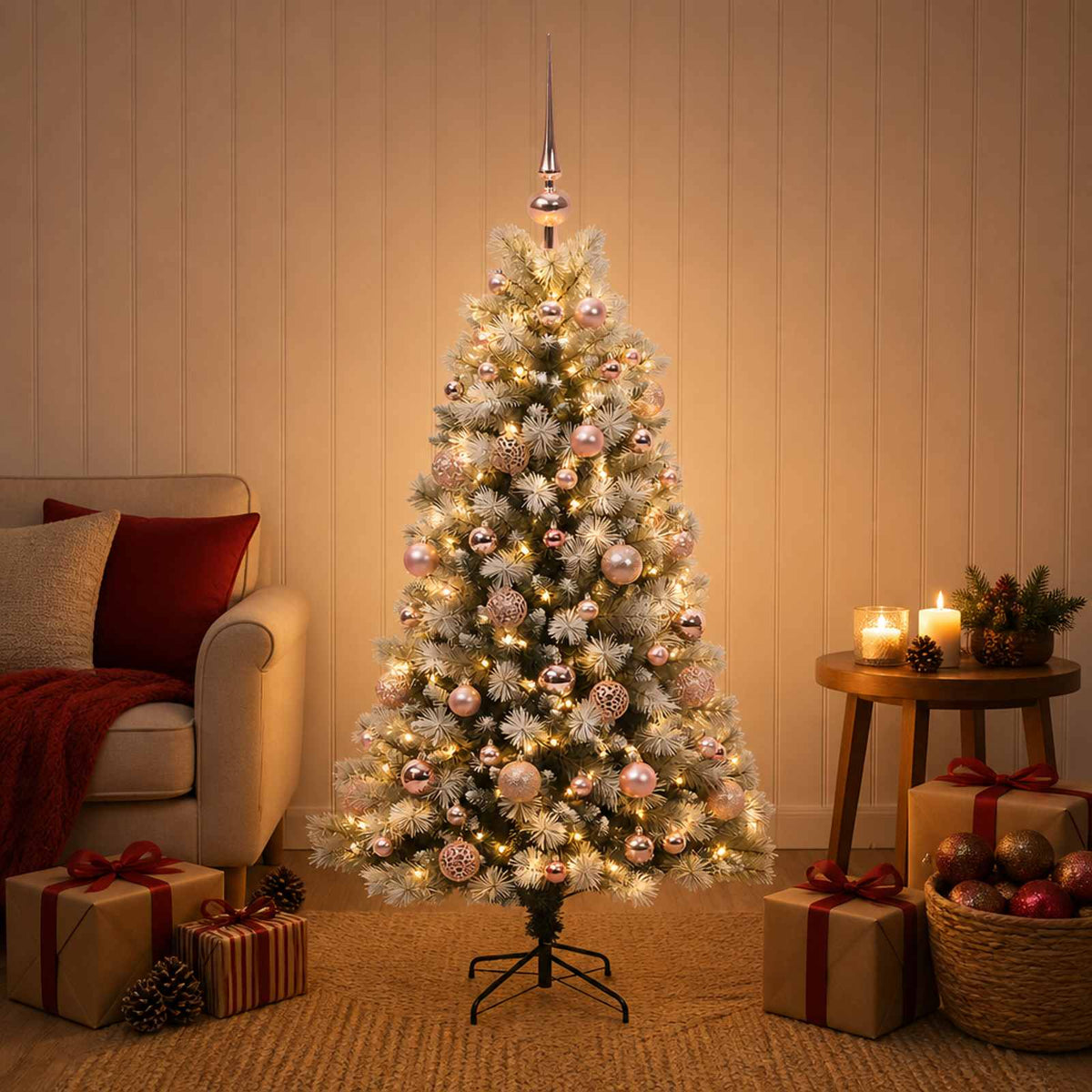 Kunstkerstboom met scharnierende takken en kerstballen 120 cm is nu te koop bij PeponiXL, paradijselijk wonen!