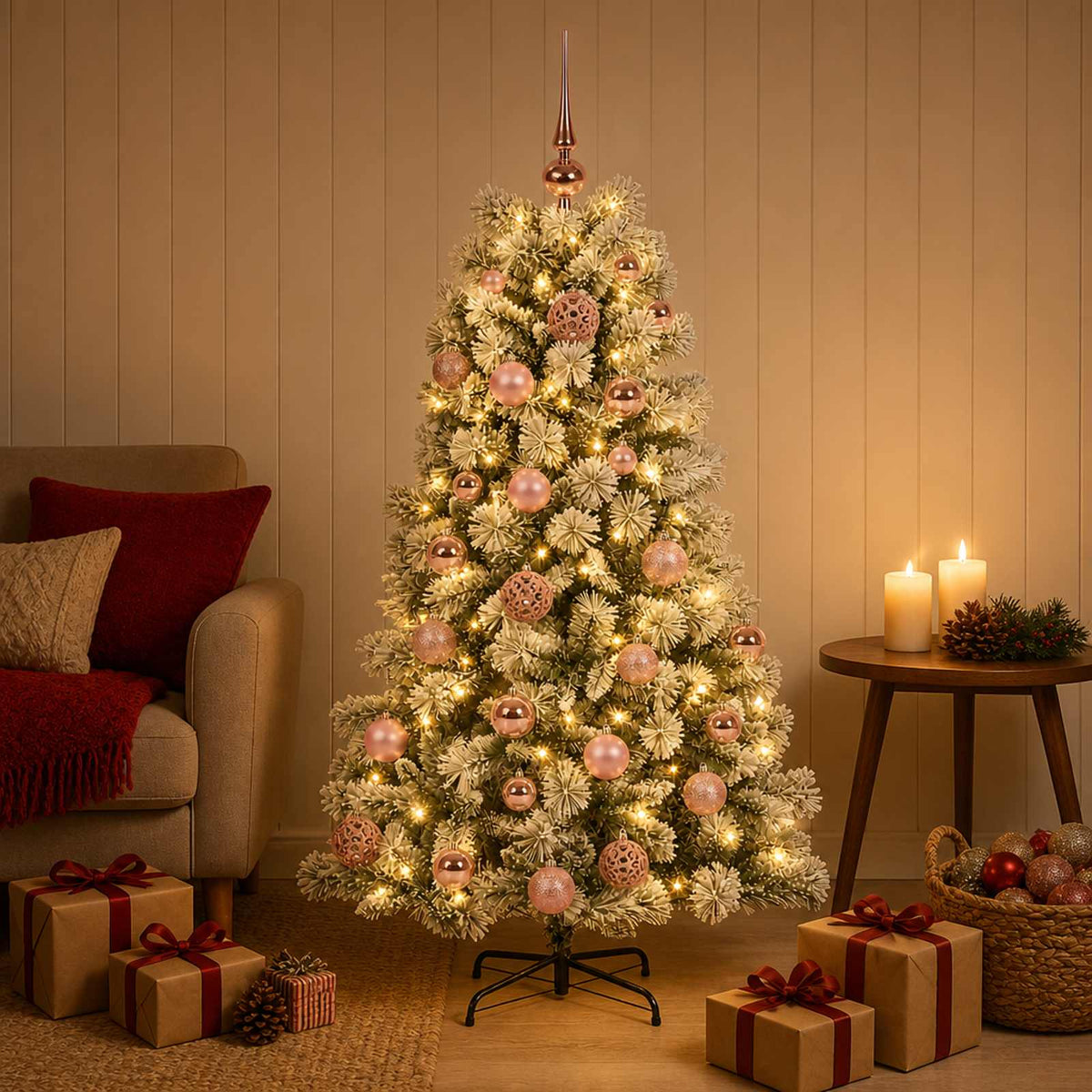 Kunstkerstboom met scharnierende takken en kerstballen 120 cm is nu te koop bij PeponiXL, paradijselijk wonen!
