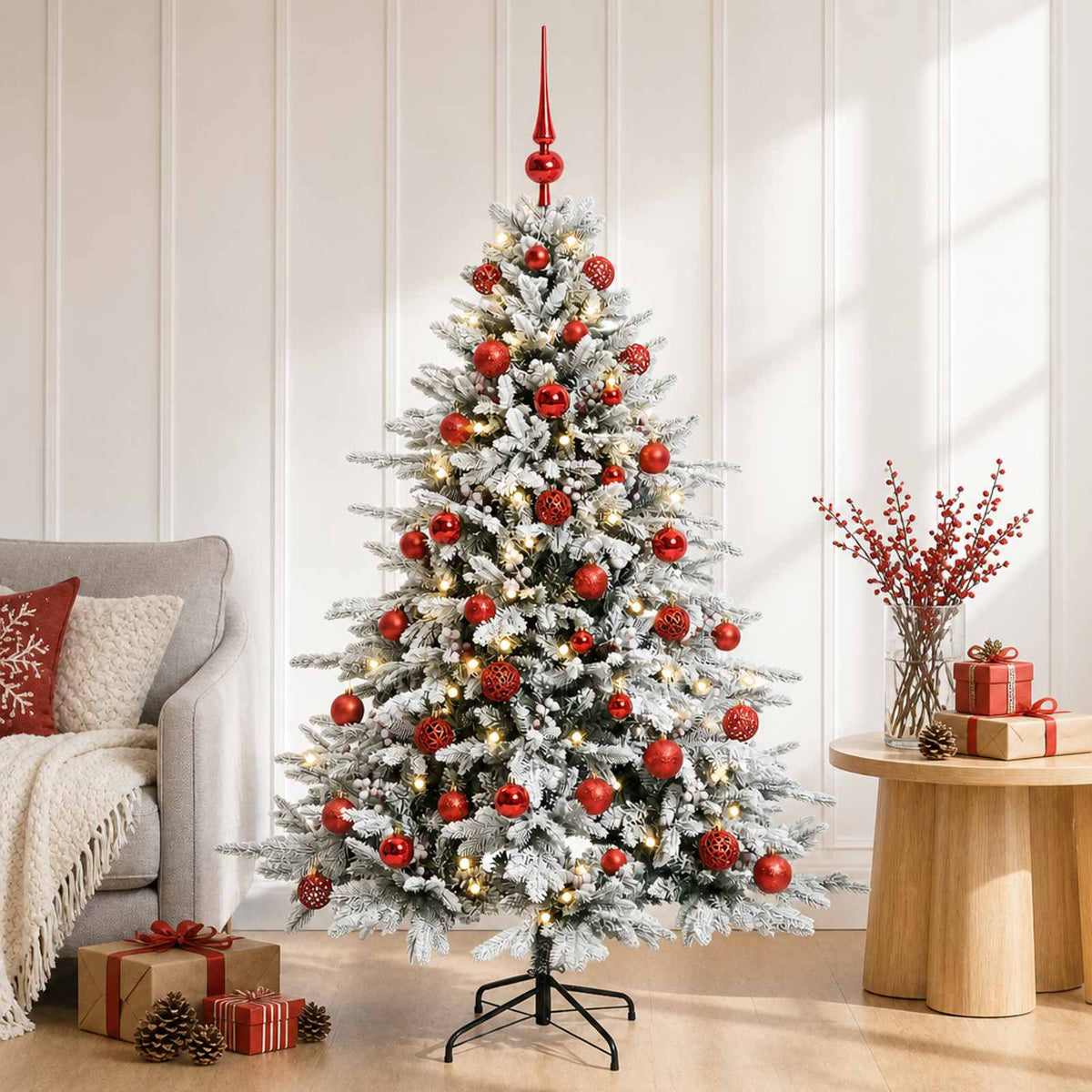 Kunstkerstboom met kerstbal 150 cm 150 LED's Warmwit is nu te koop bij PeponiXL, paradijselijk wonen!