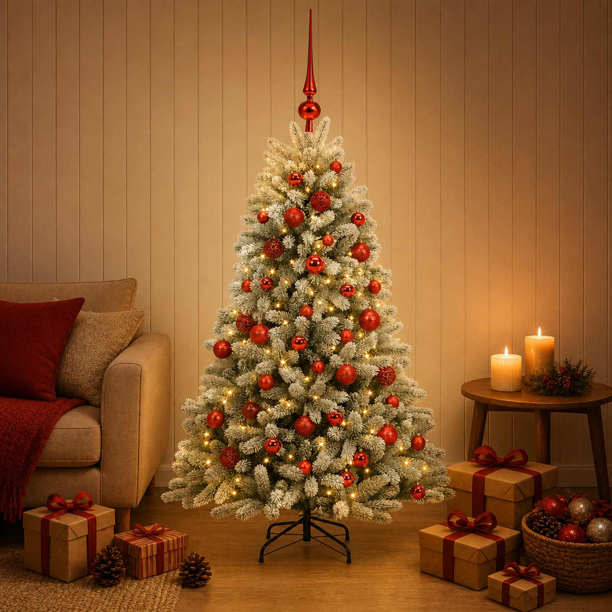 Kunstkerstboom met Ballen 150 cm 150 LED's Warmwit is nu te koop bij PeponiXL, paradijselijk wonen!