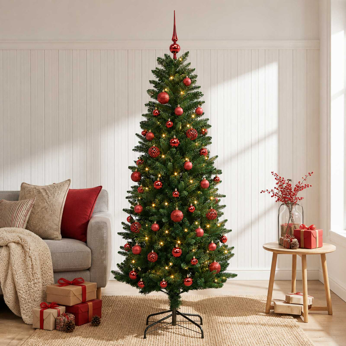 Kunstkerstboom met Ballen 150 cm 150 LED's Warmwit PE en PVC is nu te koop bij PeponiXL, paradijselijk wonen!
