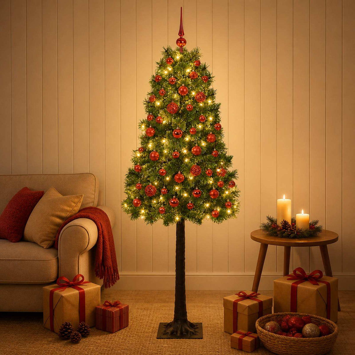 Kunstkerstboom met scharnierende takken en kerstballen 120 cm is nu te koop bij PeponiXL, paradijselijk wonen!