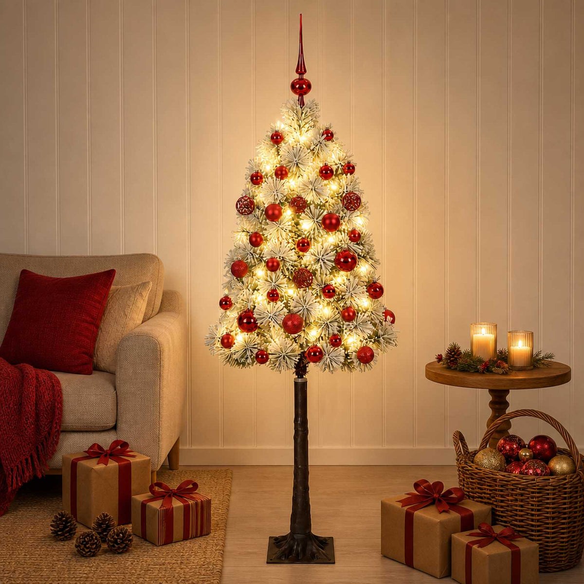 Kunstkerstboom met scharnierende takken en kerstballen 120 cm is nu te koop bij PeponiXL, paradijselijk wonen!
