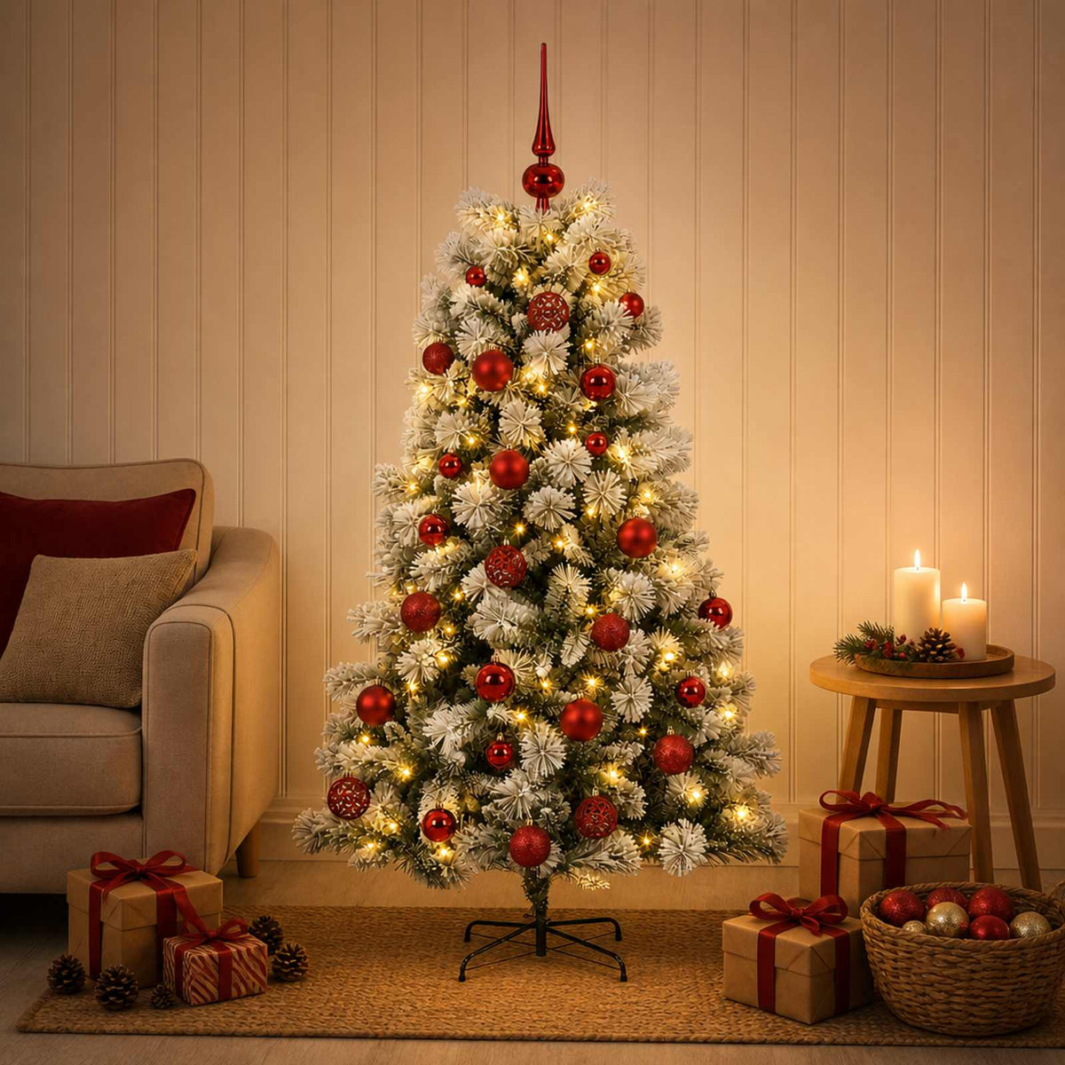 Kunstkerstboom met scharnierende takken en kerstballen 150 cm is nu te koop bij PeponiXL, paradijselijk wonen!