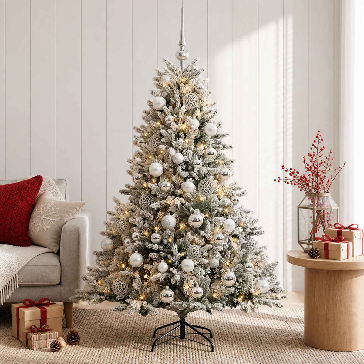 Kunstkerstboom met kerstbal 120 cm 150 LED's Warmwit is nu te koop bij PeponiXL, paradijselijk wonen!