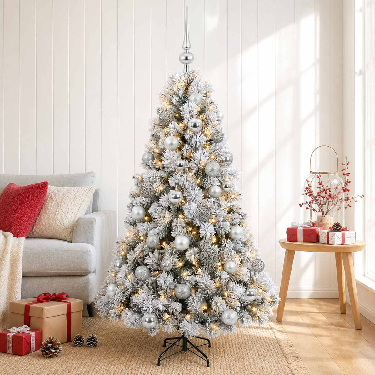 Kunstkerstboom met kerstbal 120 cm 150 LED's Warmwit is nu te koop bij PeponiXL, paradijselijk wonen!