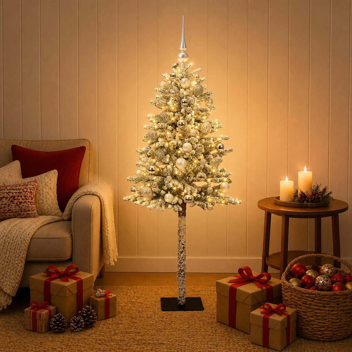 Kunstkerstboom met Ballen 120 cm 150 LED's Warmwit is nu te koop bij PeponiXL, paradijselijk wonen!