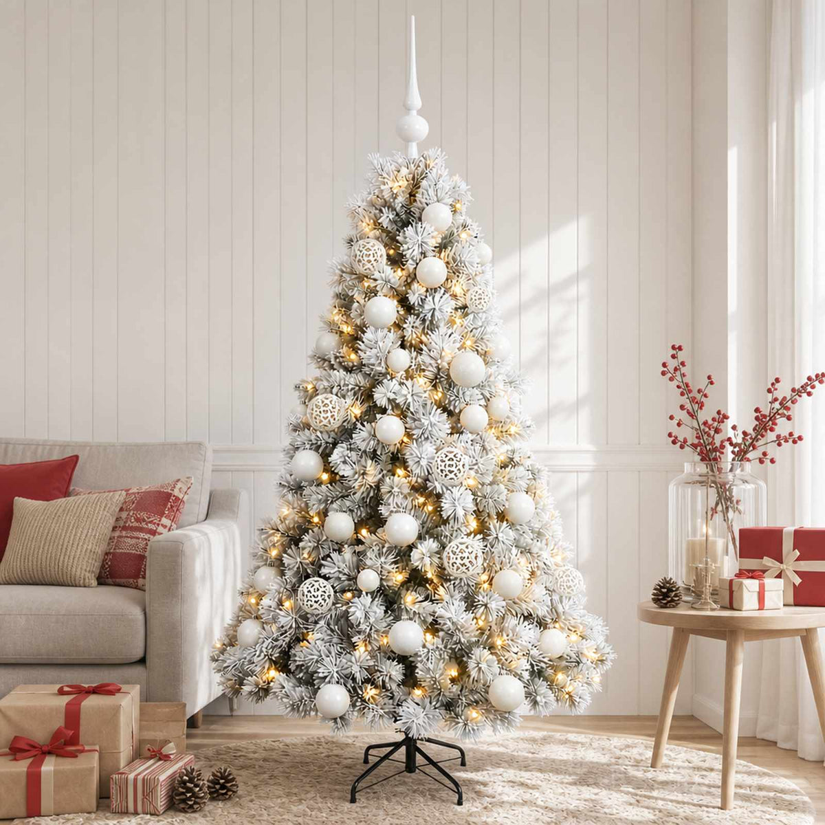 Kunstkerstboom met kerstbal 120 cm 150 LED's Warmwit is nu te koop bij PeponiXL, paradijselijk wonen!