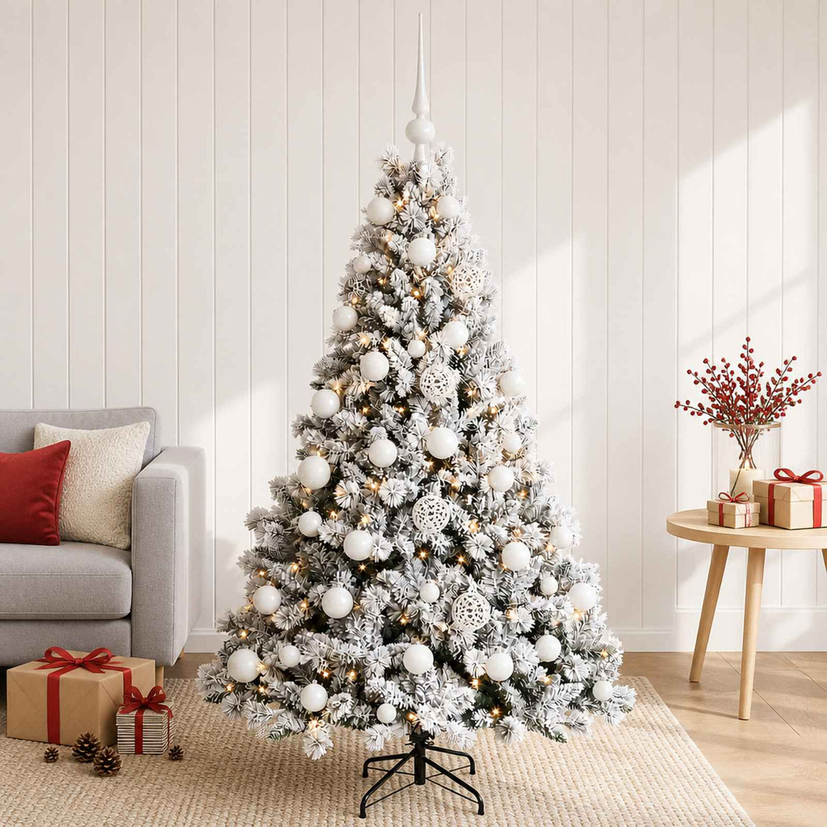 Kunstkerstboom met Ballen 150 cm 150 LED's Warmwit is nu te koop bij PeponiXL, paradijselijk wonen!