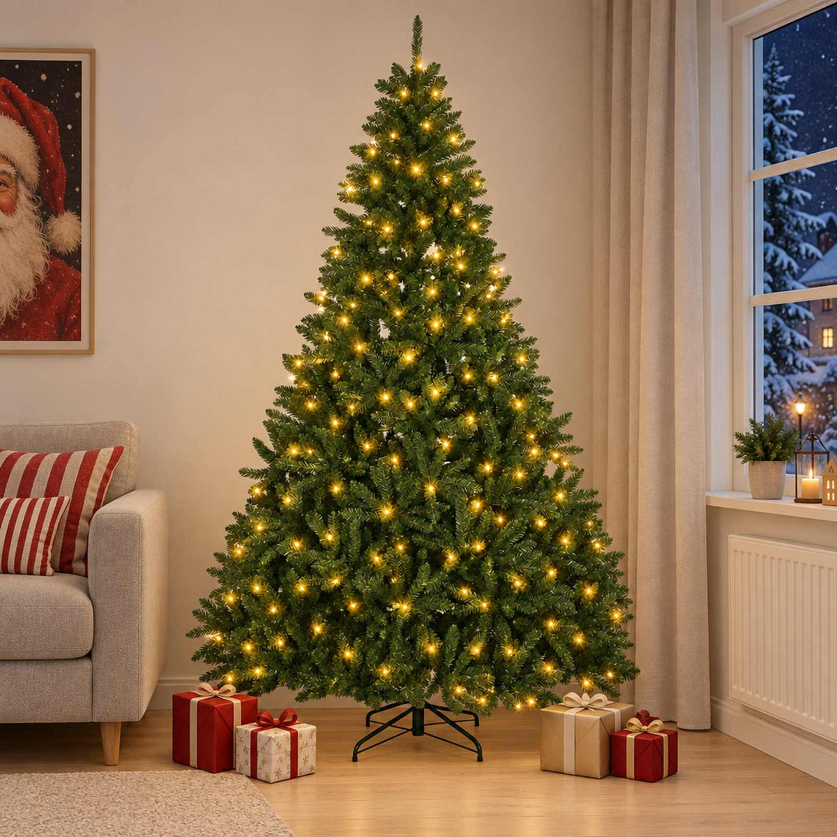 vidaXL Kunstmatige Inklapbare Kerstboom 210 cm 300 LED's Warmwit