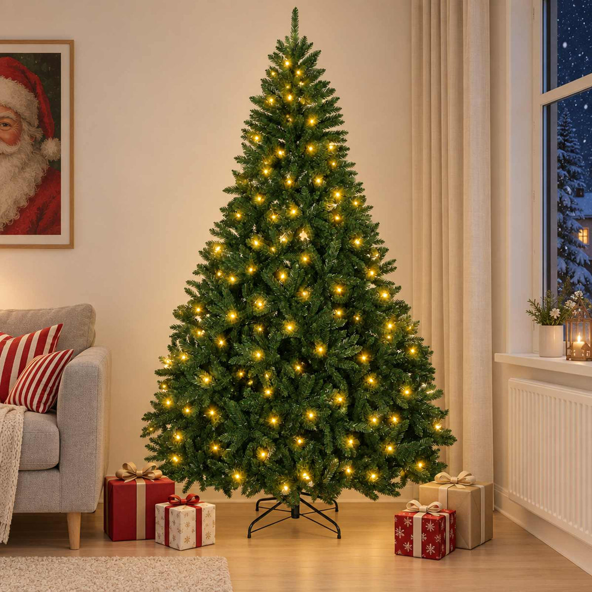 vidaXL Kunstmatige Inklapbare Kerstboom 270 cm 600 LED's Warmwit