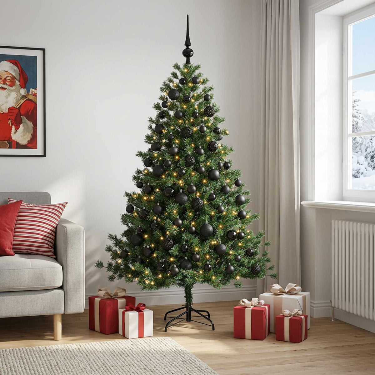 Kunstkerstboom met kerstbal 240 cm 300 LED's Warmwit is nu te koop bij PeponiXL, paradijselijk wonen!