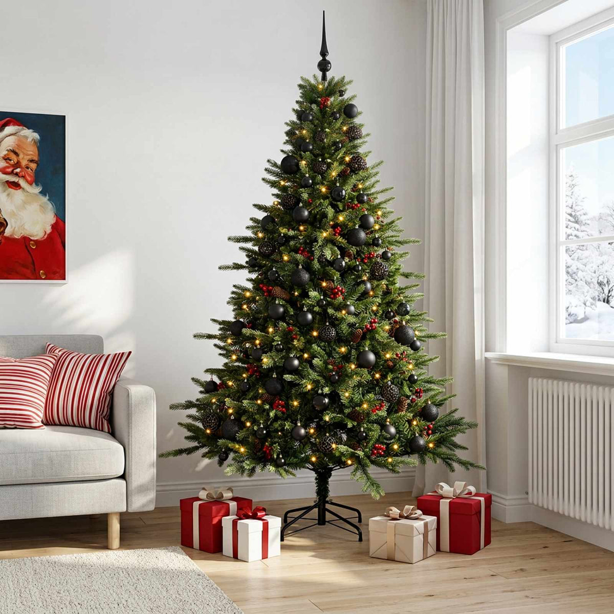 Kunstkerstboom met kerstbal 240 cm 300 LED's Warmwit is nu te koop bij PeponiXL, paradijselijk wonen!