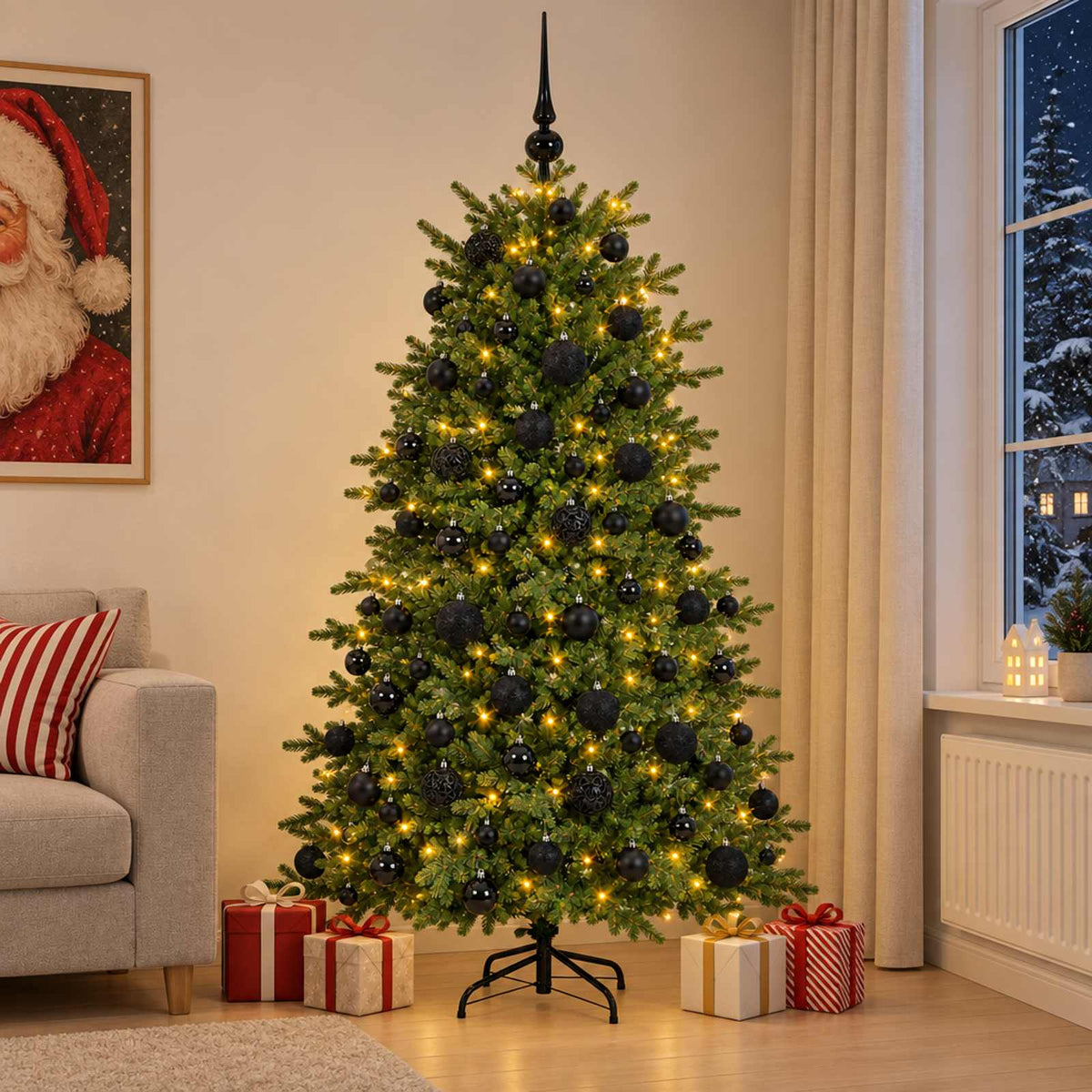 Kunstkerstboom met kerstbal 210 cm 300 LED's Warmwit is nu te koop bij PeponiXL, paradijselijk wonen!