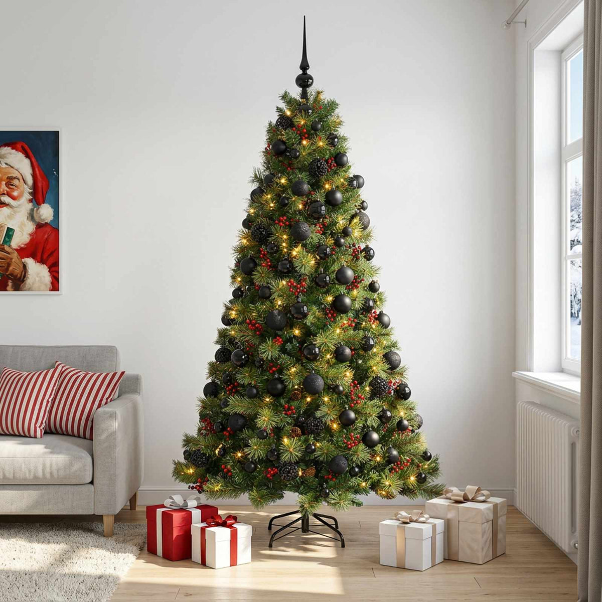 Kunstkerstboom met kerstbal 240 cm 300 LED's Warmwit is nu te koop bij PeponiXL, paradijselijk wonen!