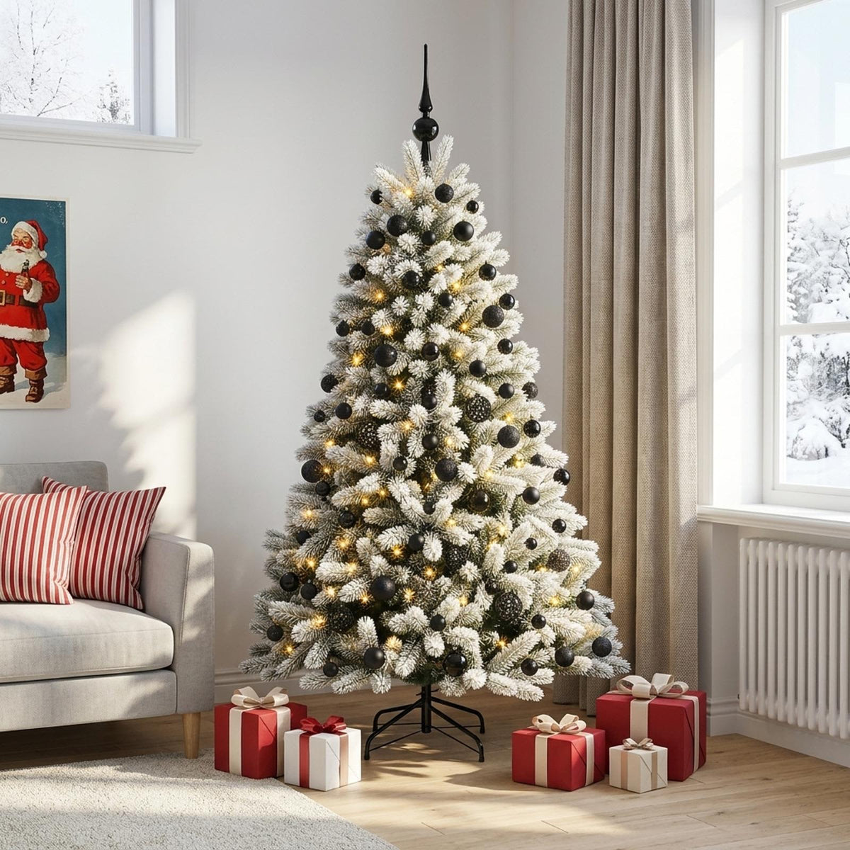 vidaXL Kunstkerstboom met Ballen 180 cm 300 LED's Warmwit