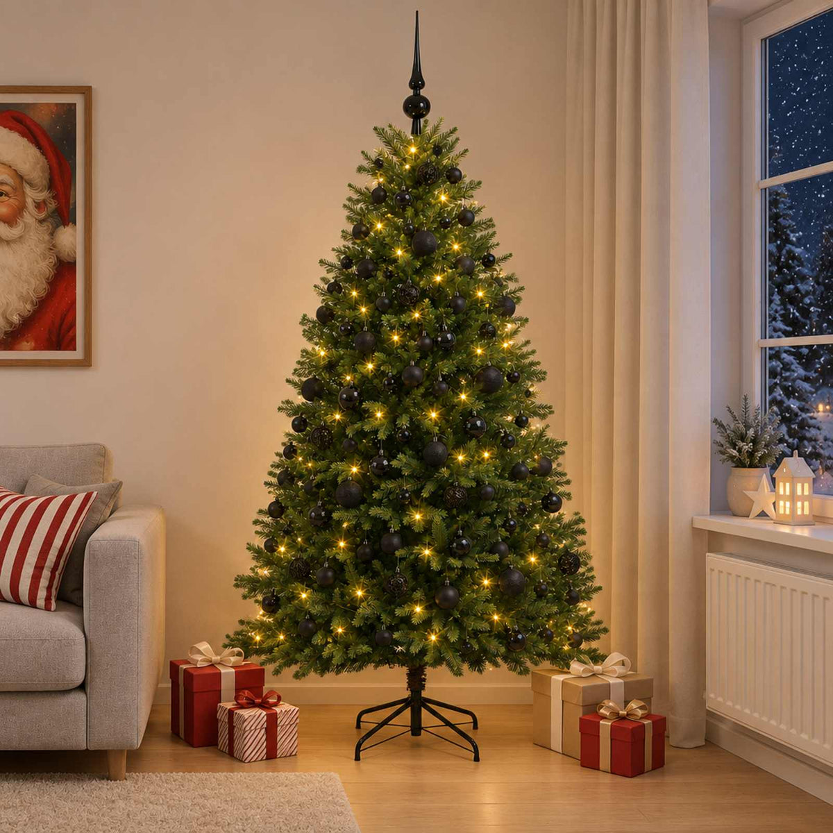 vidaXL Kunstkerstboom met Ballen 180 cm 300 LED's Warmwit