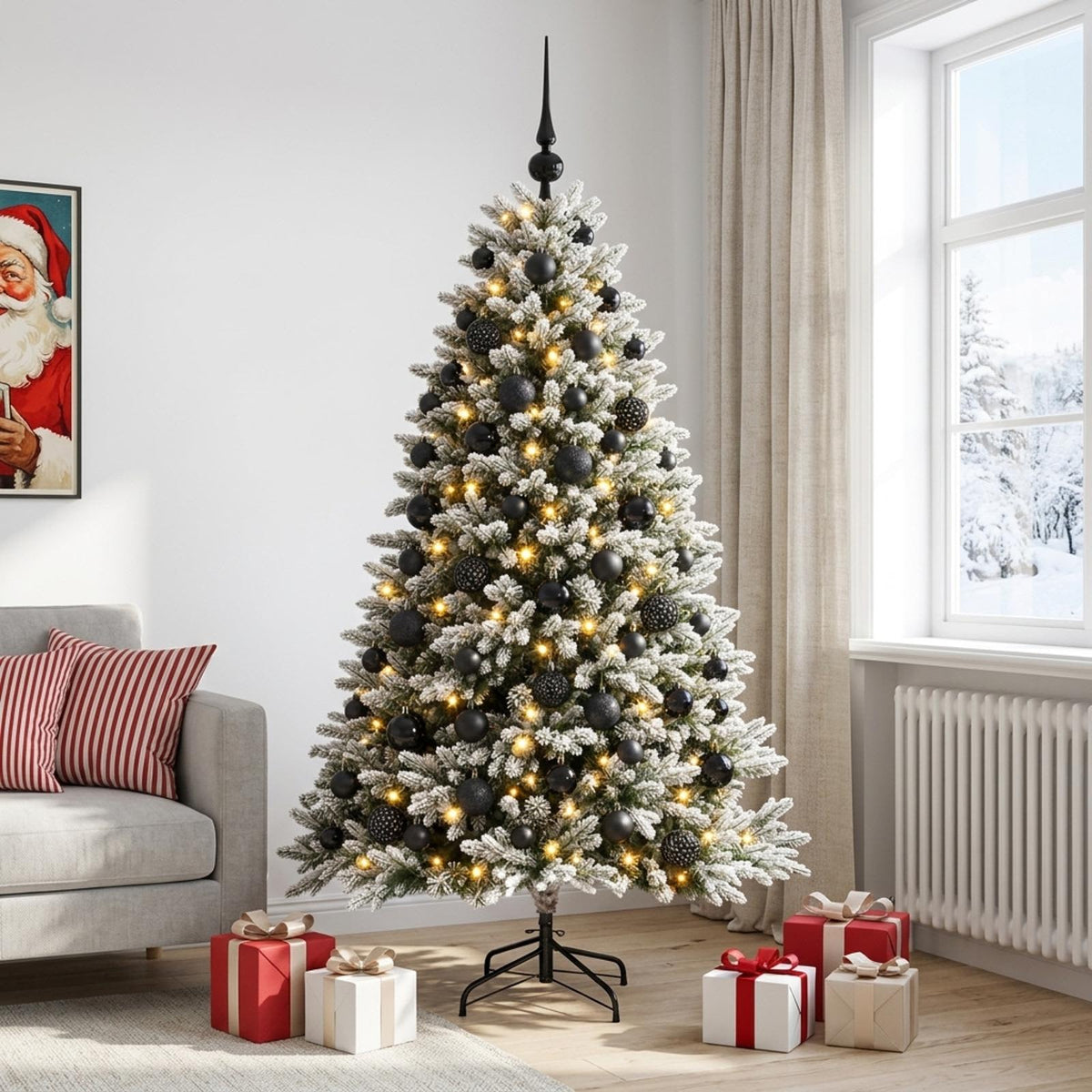vidaXL Kunstkerstboom met Ballen 180 cm 300 LED's Warmwit