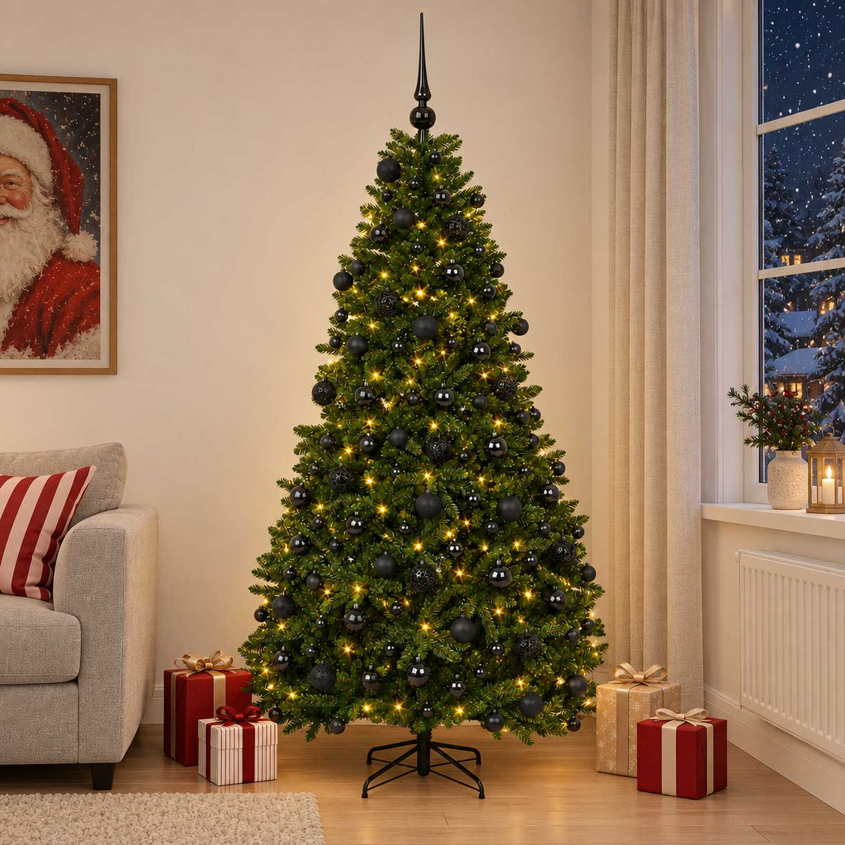 Kunstkerstboom middengroen met kerstbal 210 cm 300 LED's is nu te koop bij PeponiXL, paradijselijk wonen!