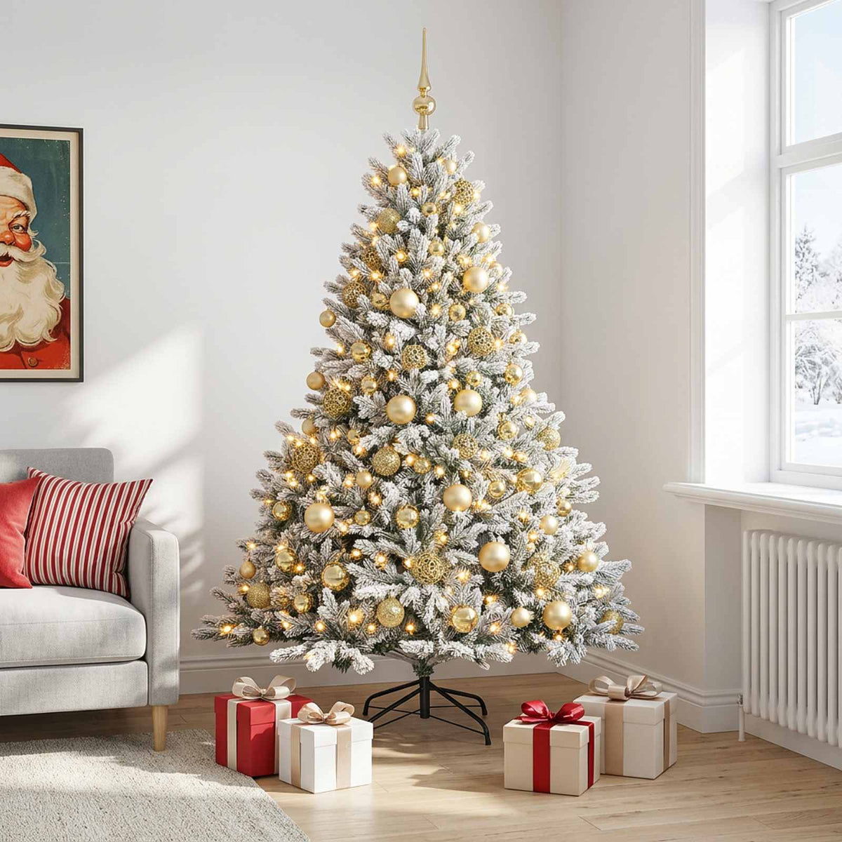 Kunstkerstboom met kerstbal 180 cm 300 LED's Warmwit is nu te koop bij PeponiXL, paradijselijk wonen!
