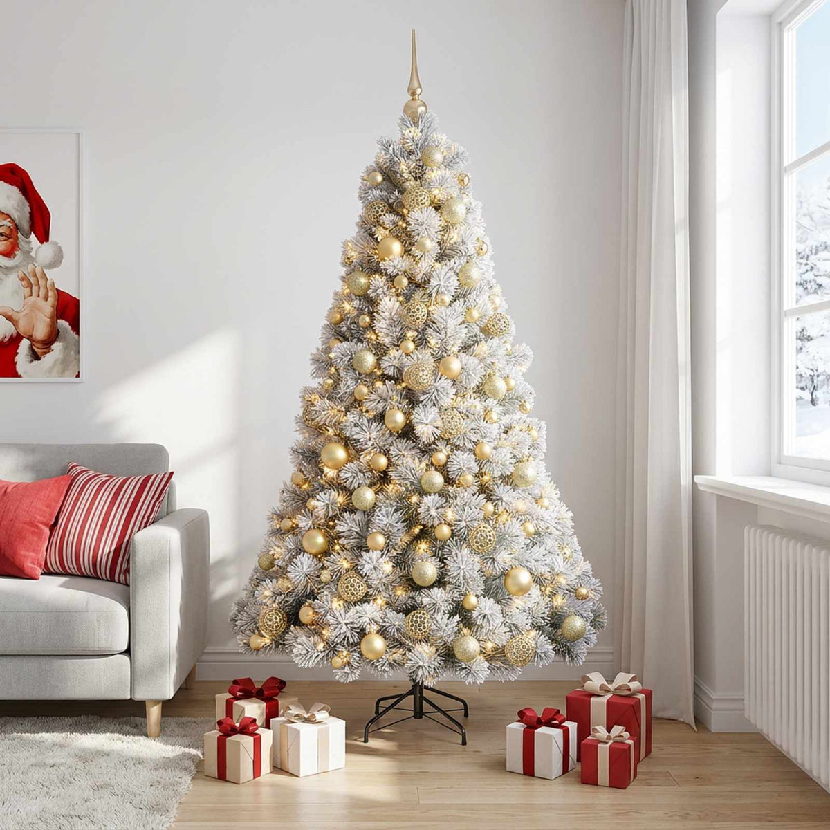 vidaXL Kunstkerstboom met kerstbal 180 cm 300 LED's Warmwit