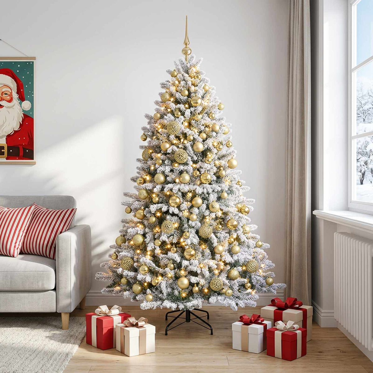 Kunstkerstboom met Ballen 240 cm 300 LED's Warmwit is nu te koop bij PeponiXL, paradijselijk wonen!