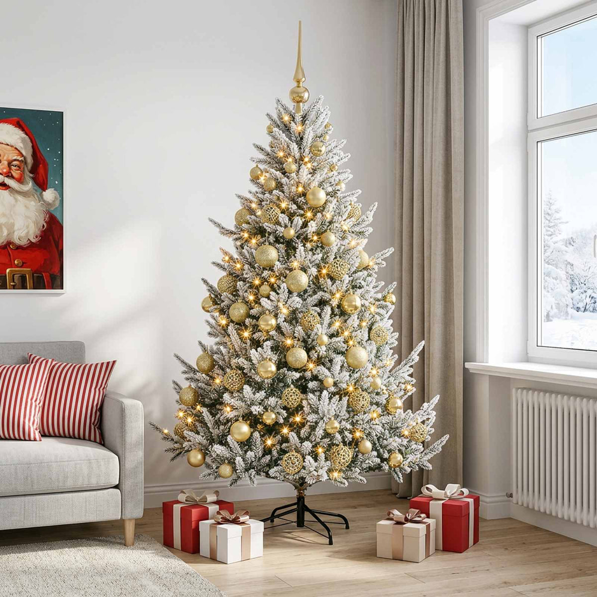 Kunstkerstboom met kerstbal 210 cm 300 LED's Warmwit is nu te koop bij PeponiXL, paradijselijk wonen!