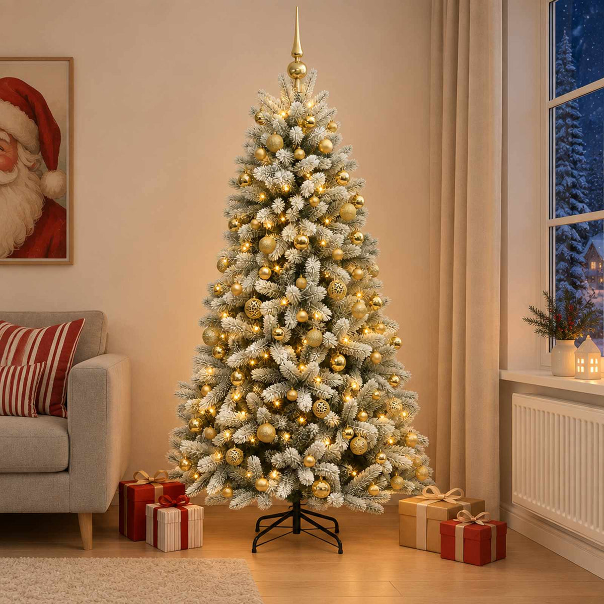 Kunstkerstboom met Ballen 180 cm 300 LED's Warmwit is nu te koop bij PeponiXL, paradijselijk wonen!