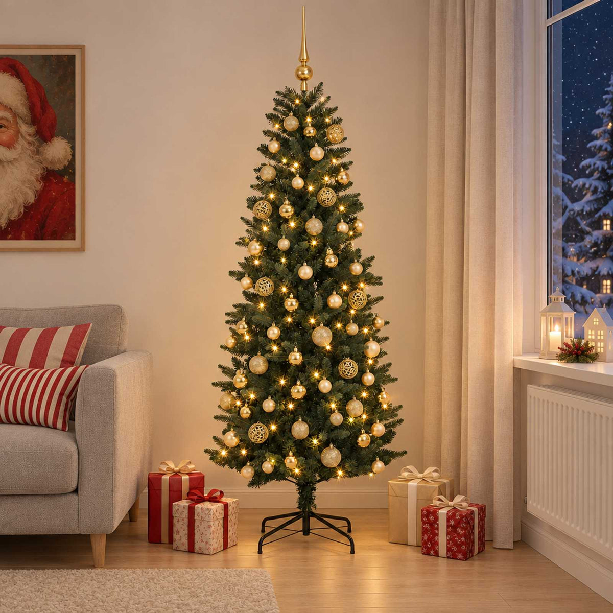 Kunstkerstboom met Ballen 180 cm 300 LED's Warmwit PE en PVC is nu te koop bij PeponiXL, paradijselijk wonen!