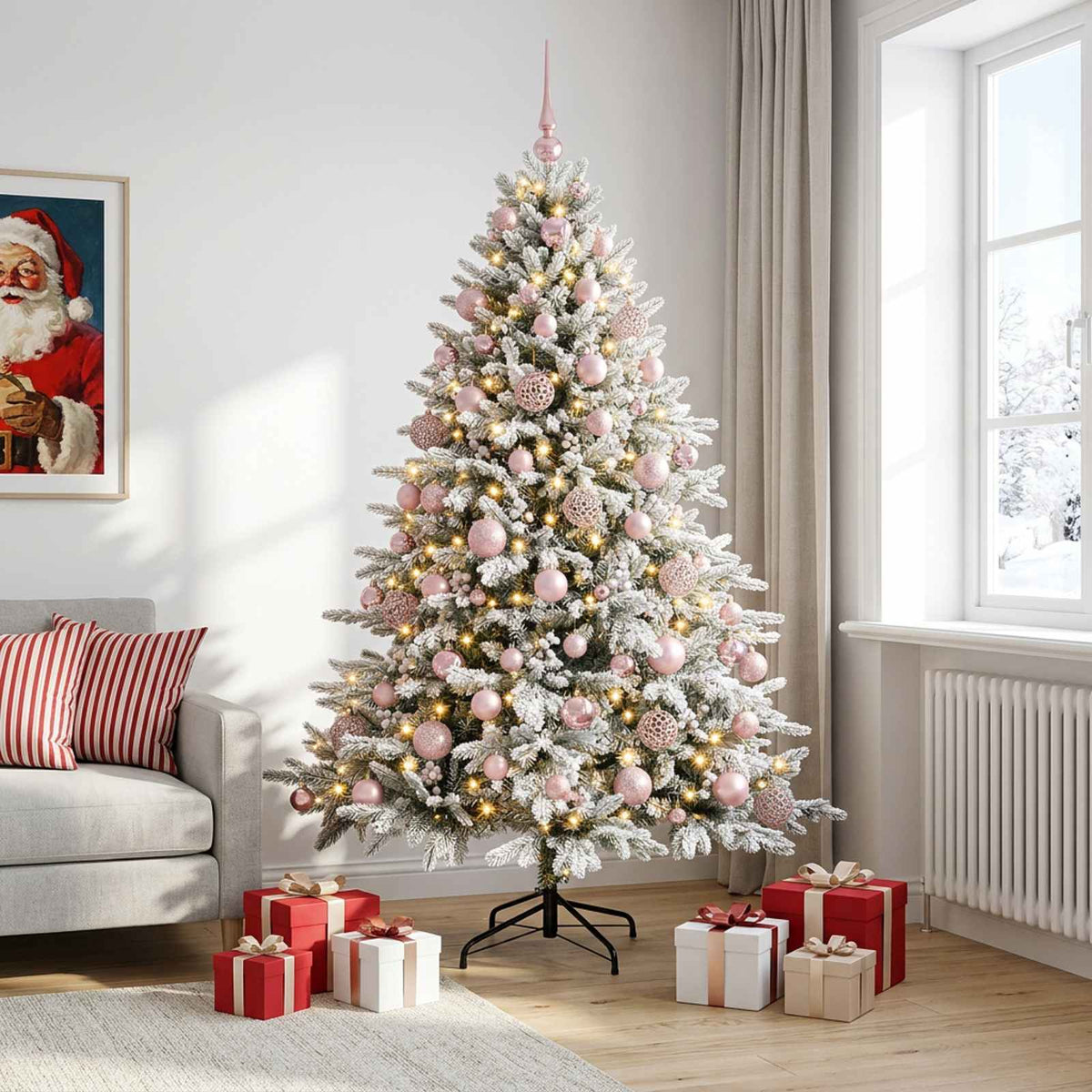 Kunstkerstboom met kerstbal 240 cm 300 LED's Warmwit is nu te koop bij PeponiXL, paradijselijk wonen!