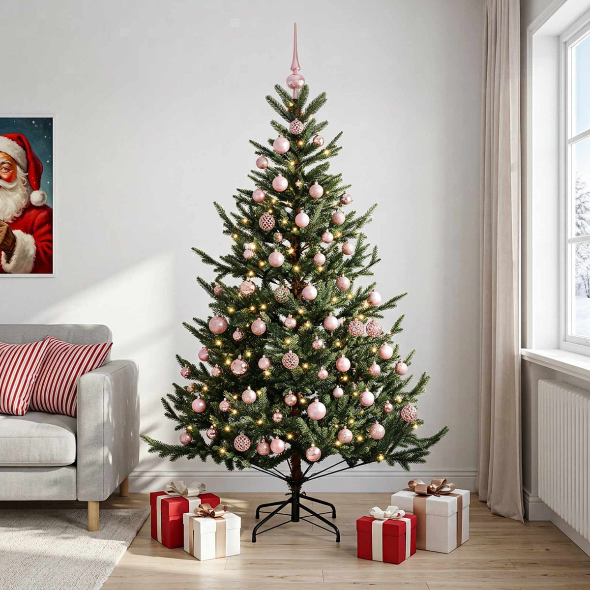 Kunstkerstboom met kerstbal 240 cm 300 LED's Warmwit is nu te koop bij PeponiXL, paradijselijk wonen!