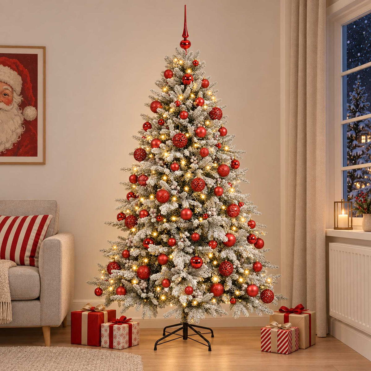 vidaXL Kunstkerstboom met kerstbal 180 cm 300 LED's Warmwit