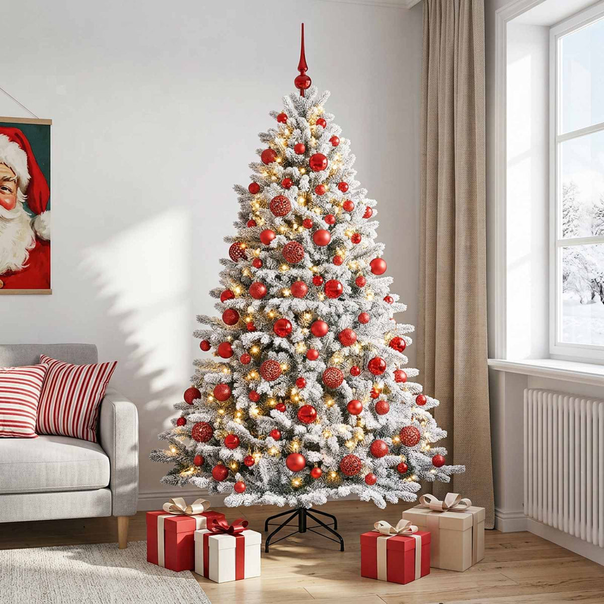 Kunstkerstboom met Ballen 210 cm 300 LED's Warmwit is nu te koop bij PeponiXL, paradijselijk wonen!