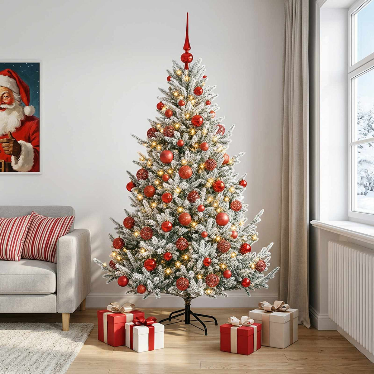 Kunstkerstboom met kerstbal 180 cm 300 LED's Warmwit is nu te koop bij PeponiXL, paradijselijk wonen!