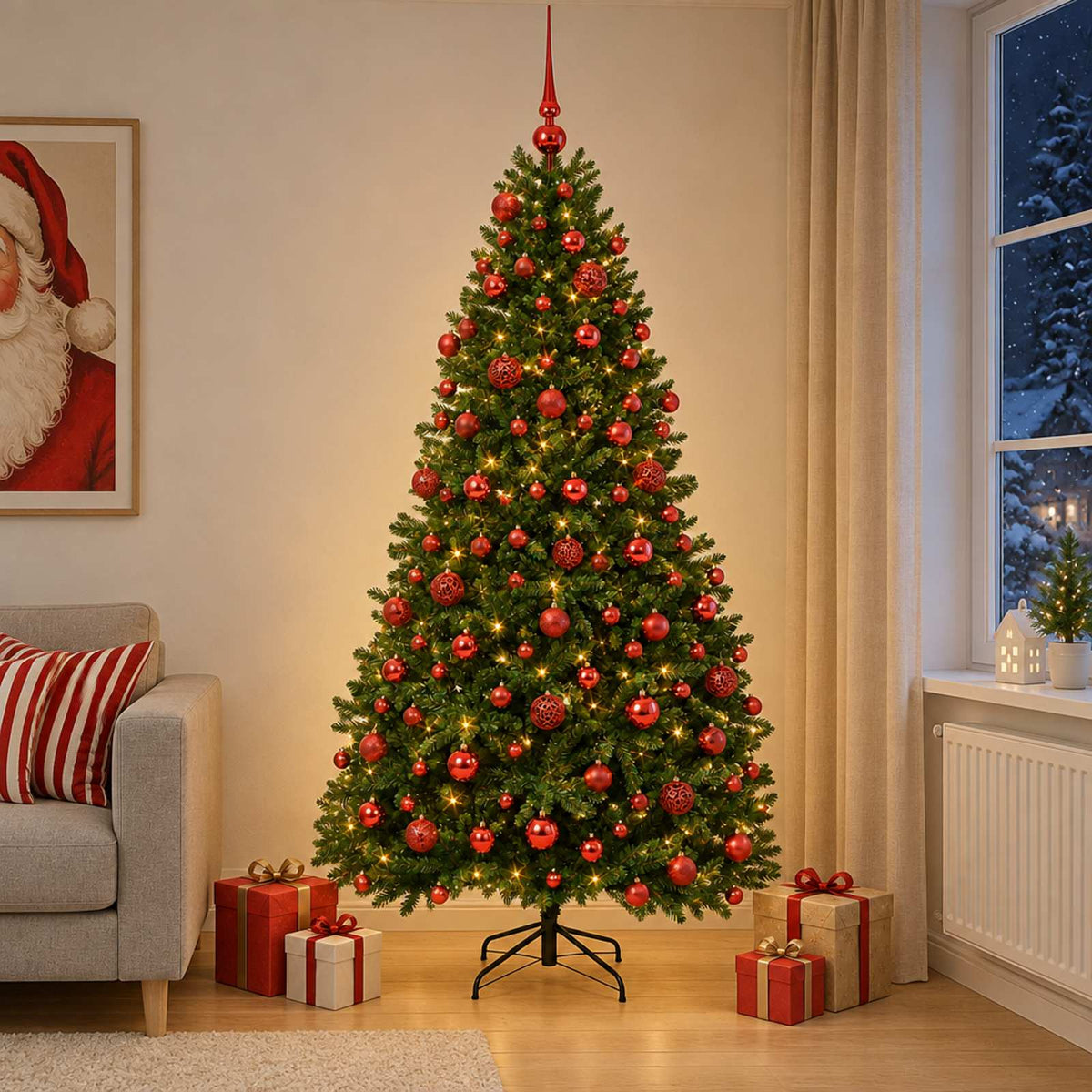 Kunstkerstboom middengroen met kerstbal 240 cm 300 LED's is nu te koop bij PeponiXL, paradijselijk wonen!