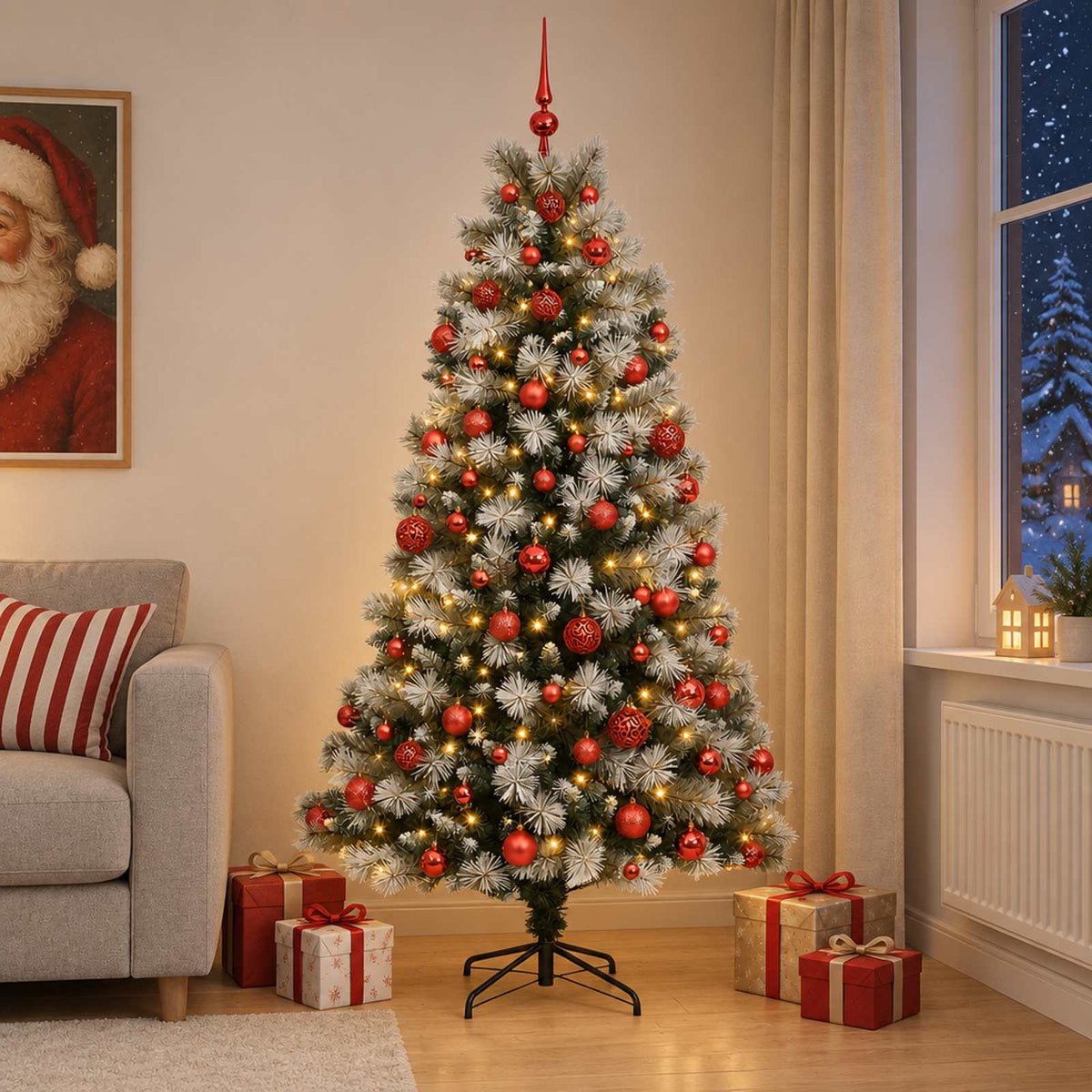 Kunstkerstboom met scharnierende takken en kerstballen 180 cm is nu te koop bij PeponiXL, paradijselijk wonen!