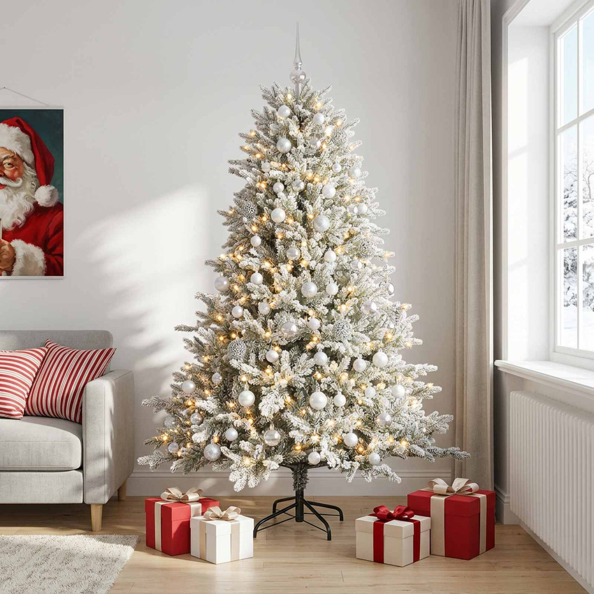 Kunstkerstboom met kerstbal 180 cm 300 LED's Warmwit is nu te koop bij PeponiXL, paradijselijk wonen!