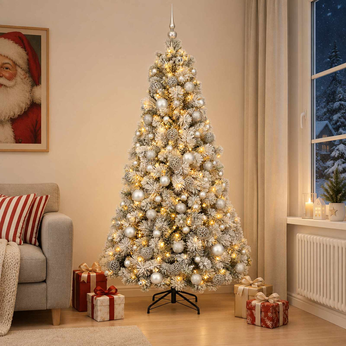Kunstkerstboom met kerstbal 240 cm 300 LED's Warmwit is nu te koop bij PeponiXL, paradijselijk wonen!