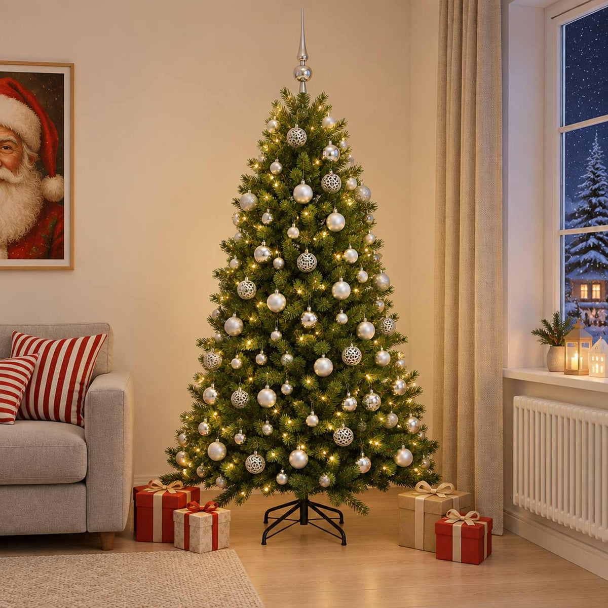 Kunstkerstboom met Ballen 180 cm 300 LED's Warmwit is nu te koop bij PeponiXL, paradijselijk wonen!
