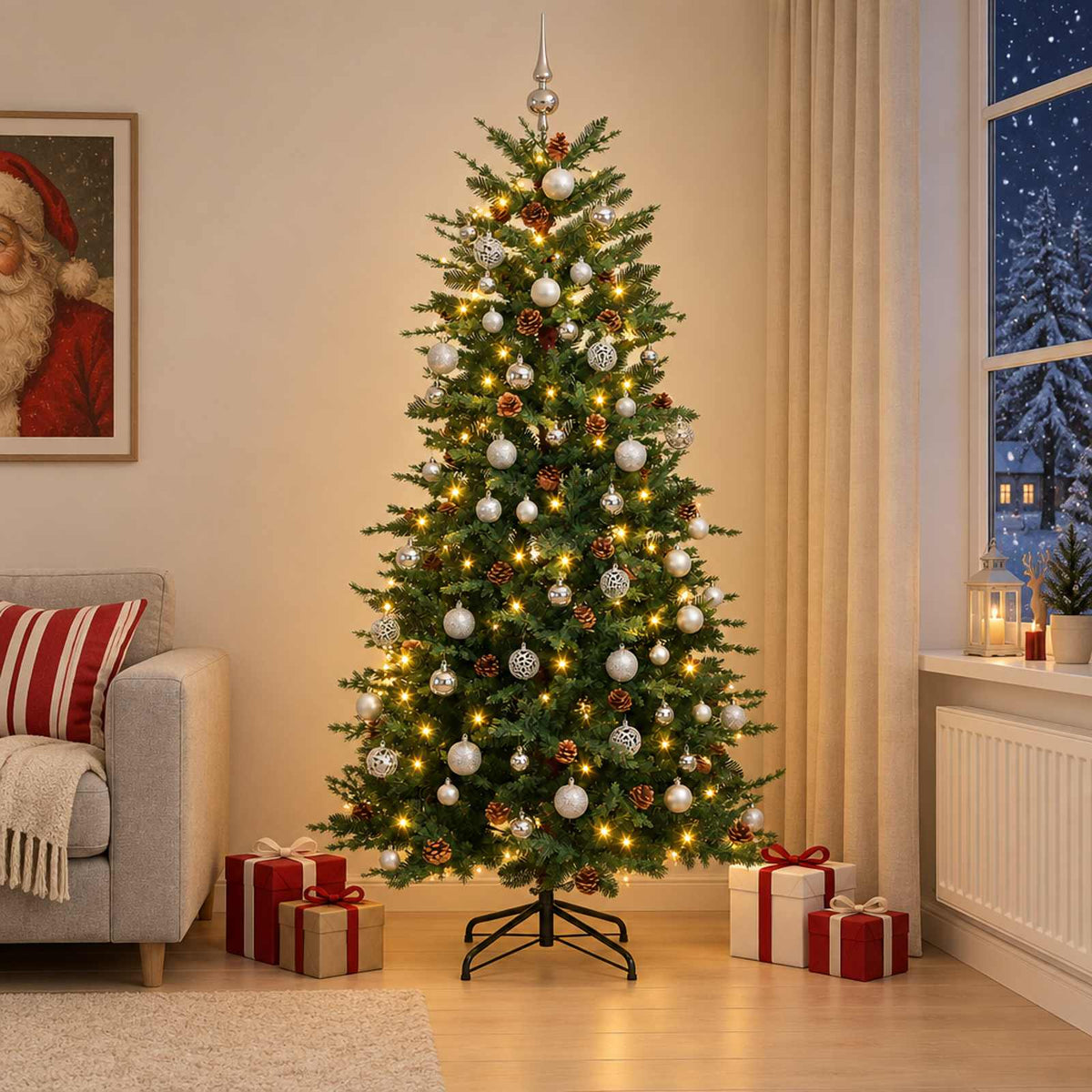 Kunstmatige Inklapbare Kerstboom 180 cm 300 LED's Warmwit is nu te koop bij PeponiXL, paradijselijk wonen!